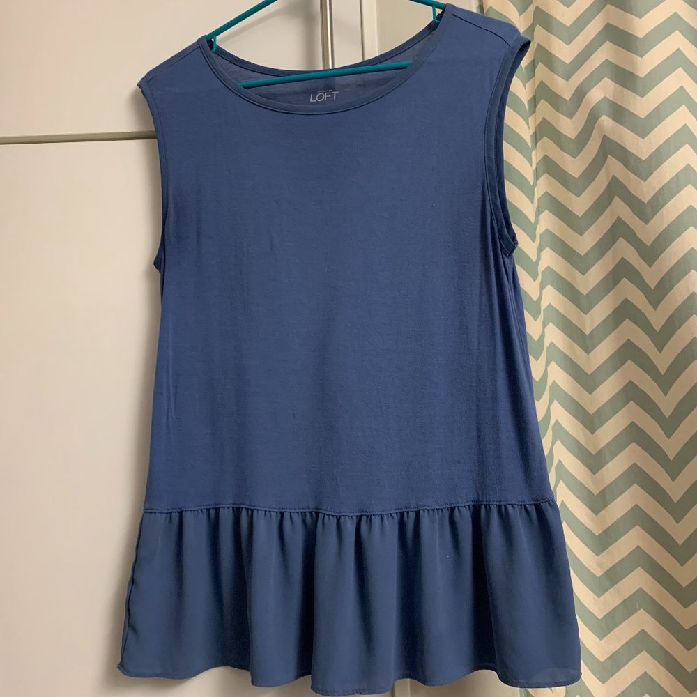 Ann Taylor Loft Sleeveless Peplum Top Blue